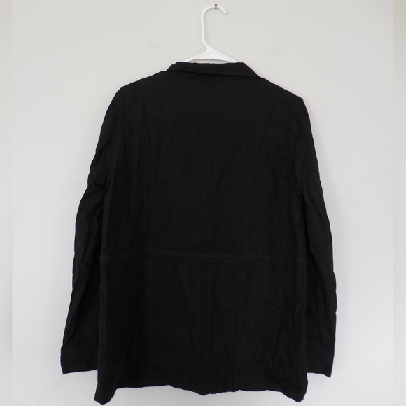 Nwt Market & Spruce Womens Linen Rayon Black Cargo Utility Button Zip Up Jacket - Picture 2 of 5